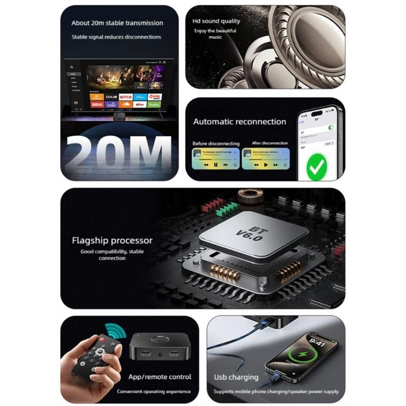 Wireless Bluetooth-compatible 6.0 Auditory Adapter Supports Two Devices Simultaneously And USB Music Playback