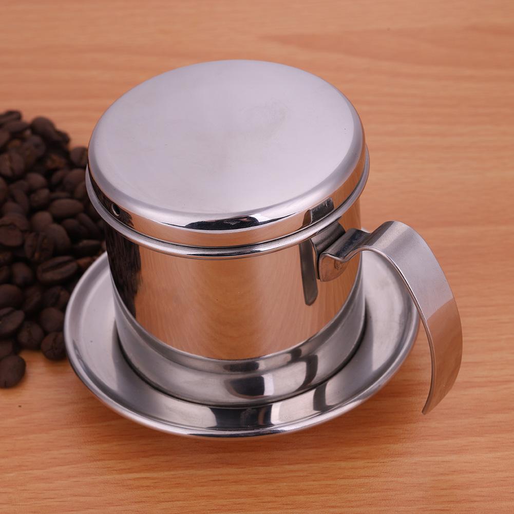 Cana din Oțel Inoxidabil Filtru Vietnamez pentru Cafea prin Picurare Infuzor Acasă Argintiu