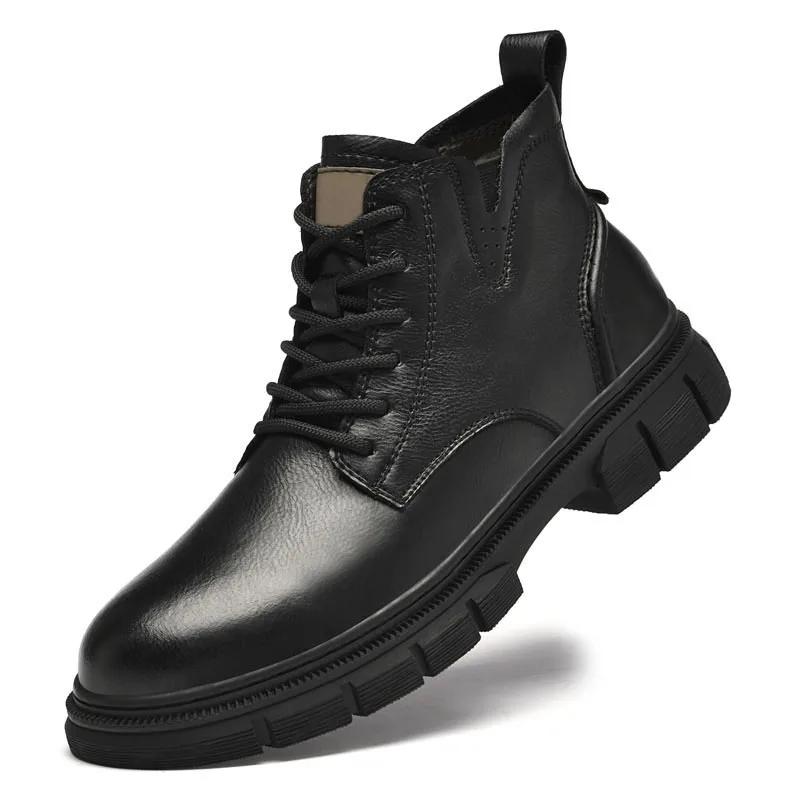 Winter Desert Boots Men's Lace Up Retro Brown Ankle Boot Genuine Leather Outdoor Waterproof Wear-resistant Sports Cowboy Boots