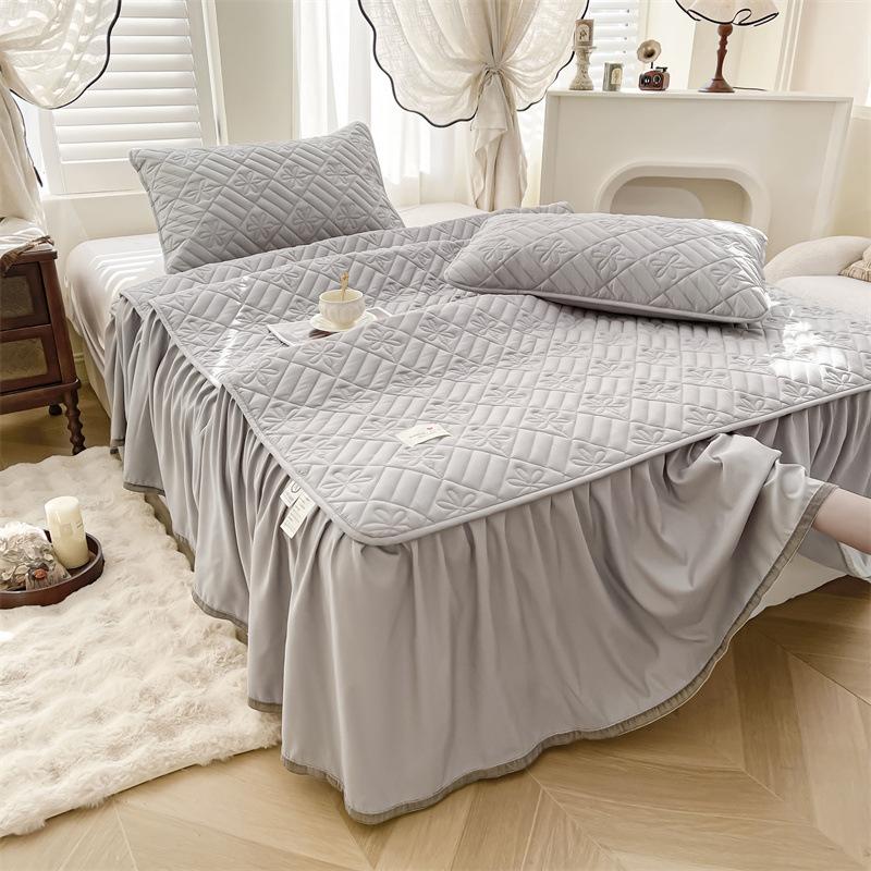 3-teiliges Bettrock-Set, Enthält 1 Bettrock und 2 Kissenbezüge ohne Füllung, Bequemer Bettrock für alle Jahreszeiten geeignet