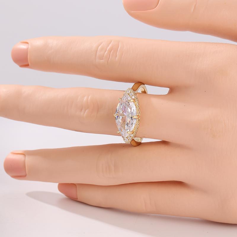 Aesthetic Inlaid White CZ Women's Ring Sparkling CopperColor Geometry Daily Wear Party Jewelry Anniversary Gift