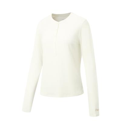 Li Ning Fitness Series Round Neck Logo Stitching Button T-Shirt Women Tops ATLW096-1