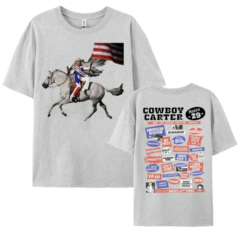 Beyonce Cowboy Carter New Album Tshirts Men Women Vintage Cotton Short Sleeve T Shirt Fashion Clothing Streetwear Girls Tshirt