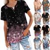 Women's Fashionable Casual Summer Retro Print V-neck Button Short-sleeved Top