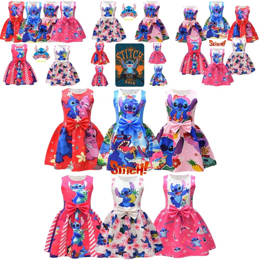2023 New Arrival Starry Baby Lilo And Stitch Girls Dress, Cartoon Style, A-line Skirt