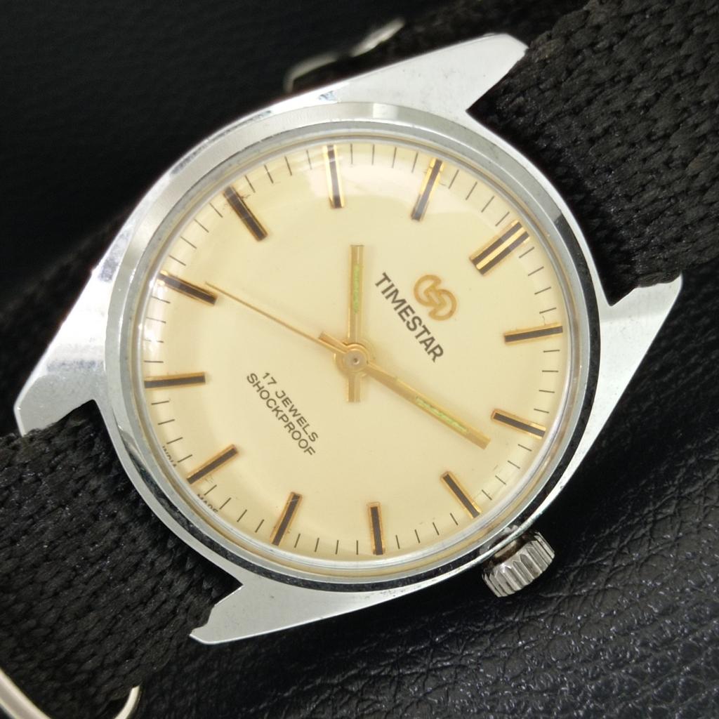 ВИНТАЖНЫЕ МУЖСКИЕ ЧАСЫ TIMESTAR ИНДИЙСКИЕ С КРЕМОВЫМ ЦИФЕРБЛАТОМ С РУЧНЫМ ЗАВОДОМ a706015-1