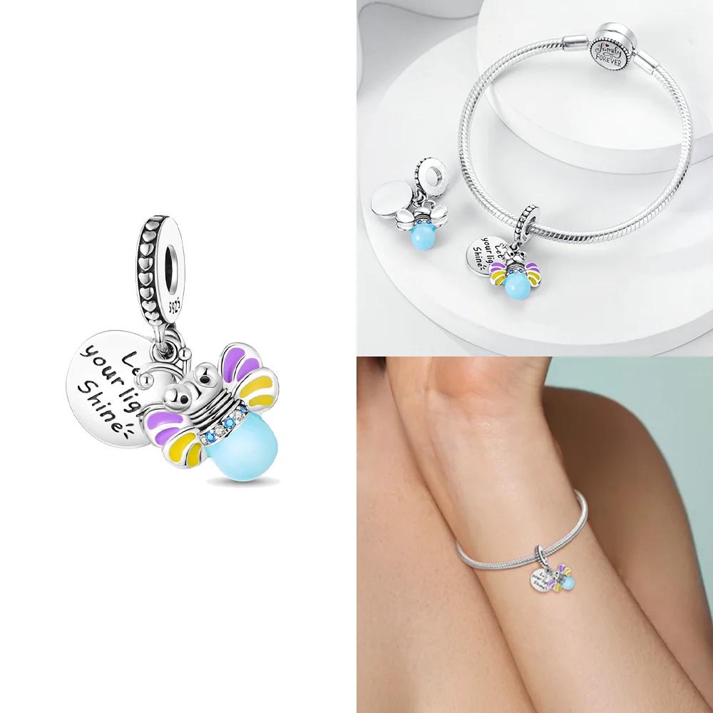 Luminous Firefly Stars Charm Fit Original New In Copper Charms Bracelets Pendants For Women Beads Diy Party Jewelry