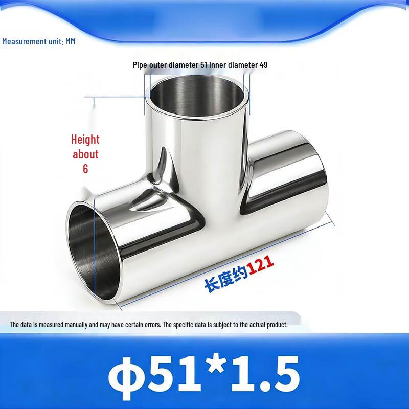 Moli 304 SS Sanitary Welded Equal Tee Fitting