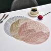 Round PVC Placemats with Gold Foil Leaf Pattern Heat Resistant Waterproof Table Mat Warm Dining Atmosphere Mats for Home Dining Party Decor