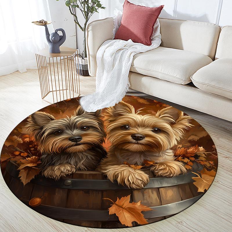 

Two Yorkshire Terriers pattern round rug,Carpet Rug for Living Room Bedroom Sofa Playroom Decor,Non-slip Floor Mat,Holiday Gifts and Birthday Gifts 80cmx80cm