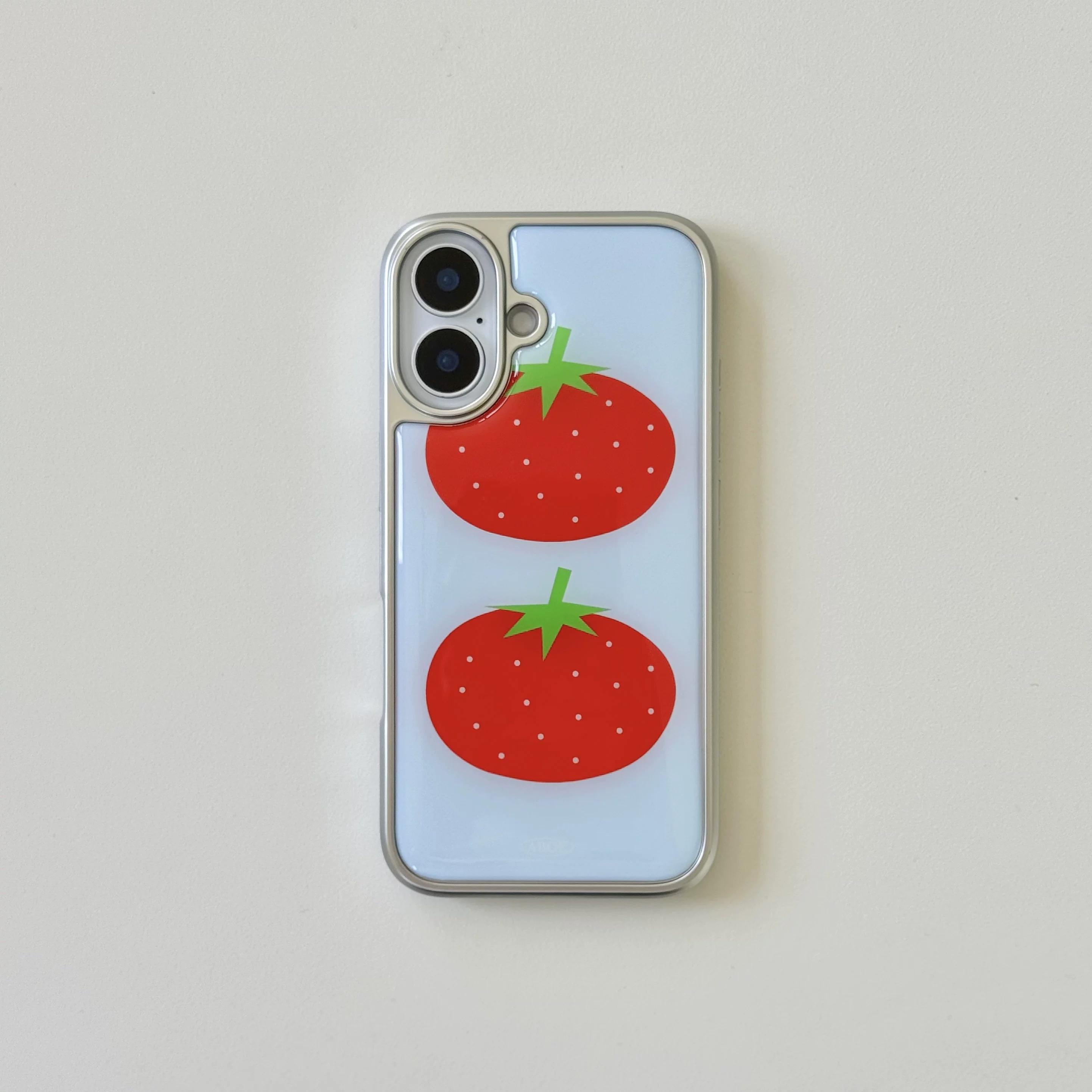 

Cute Strawberry Tomato Love Wave Point Shockproof Phone Case for iPhone 17AIR 16 15 14 13 12 11 PRO MAX PLUS Y2K Drop Glue Cover iPhone 16 Pro