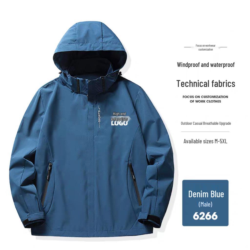 

Custom Logo Embroidered Unisex Windbreaker Jacket for Team or Class Uniforms L
