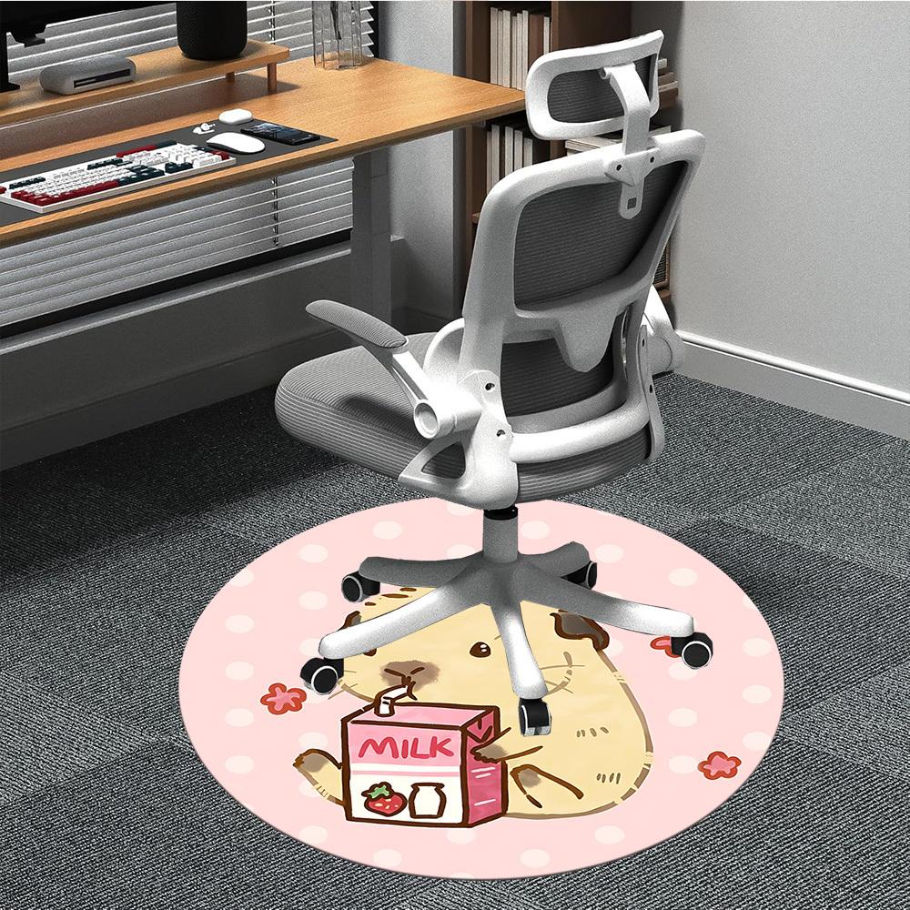1pc Hamster Milk Office Round Rug, Carpet for Office, Gaming, Lightweight Round Floor Mat yy260205092