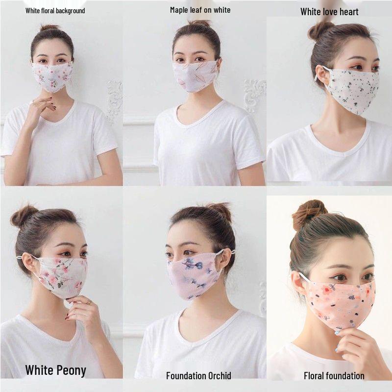 Máscara de Chiffon Respirável com Proteção UV Estilo Coreano - Lavável e Ajustável
