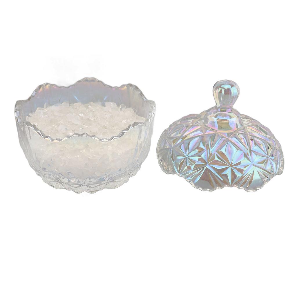 Crystal Glass Jar 400g White Crystal Degaussing Bowl Elegant Exquisite Candy Jewelry Container with