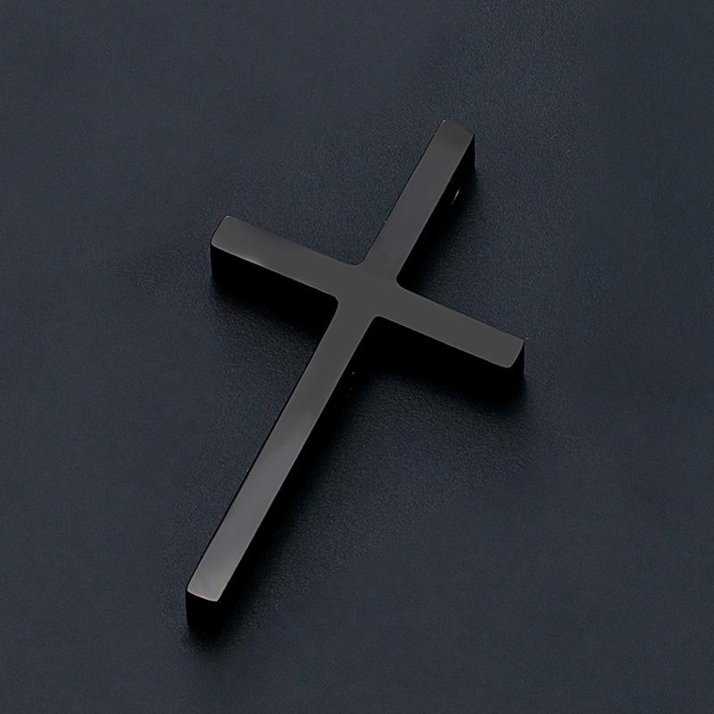 Polished Titanium Steel Cross Pendant Necklace for Men - European & American Style