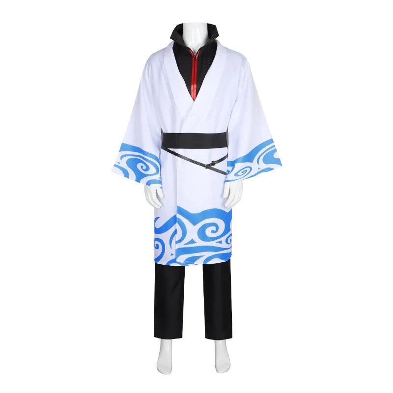Anime Cosplay Costumes Sakata Gintoki Cosplay Costume Kimono Halloween Carnival Party Silver Soul Cosplay Costume Wigs