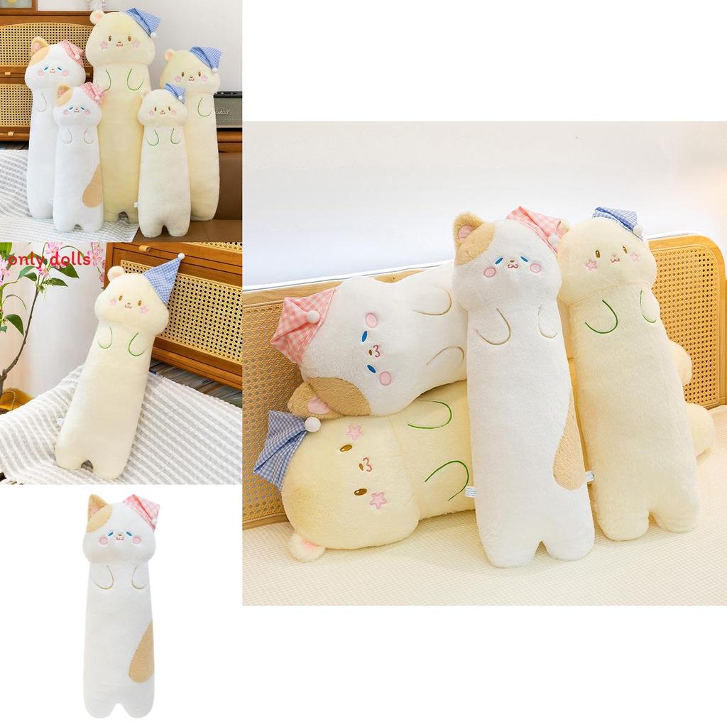 Plush Star Cat Long Animal Pillow With Sleepcap Design For Girls Sleep Relaxation Bedside Support