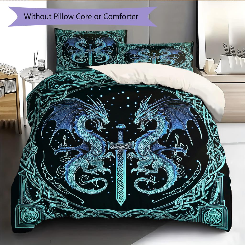 Viking axe and sword  Pattern Bedding Quilt Set Quilt Cover Pillowcase Home Decoration  Gift (1 * duvet cover + 2 * pillowcase, without core)