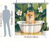 Whimsical Fox in Bathtub Tropical Floral Shower Curtain Waterproof Bathroom Curtain Green Nature Aesthetic Decor Spa Luxury Bath