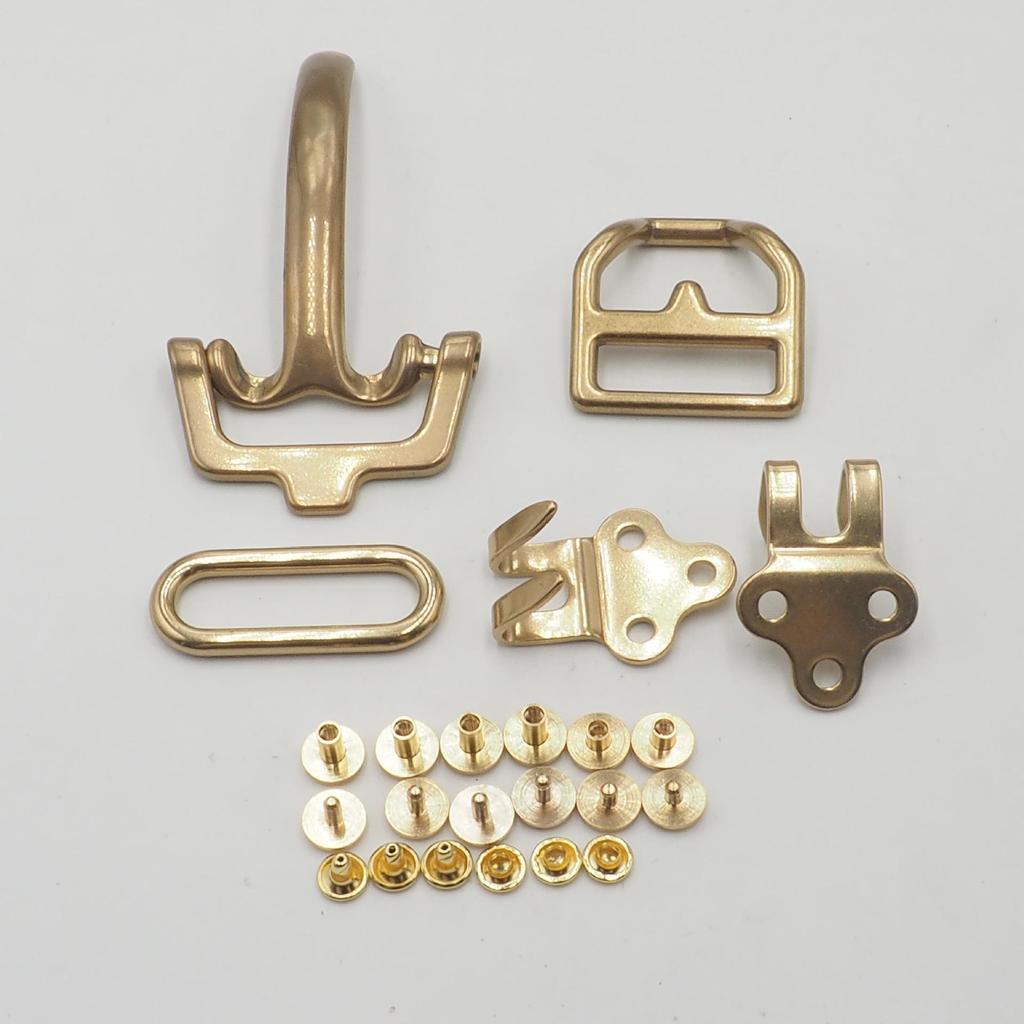 Brass Cavalry Bag Hardware: Pure Copper D-ring, Rivet, and Belt Buckle Set