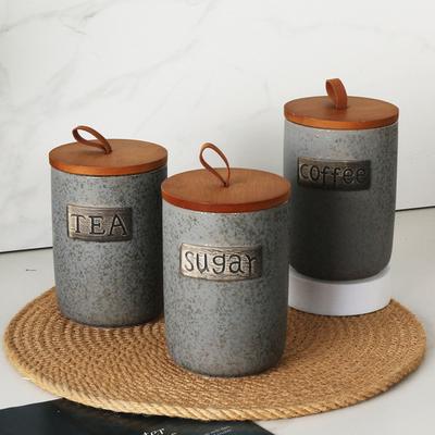 Sucrier en céramique avec couvercle, récipient hermétique de grande capacité, sans BPA, de qualité alimentaire, pour grains de café et sucre