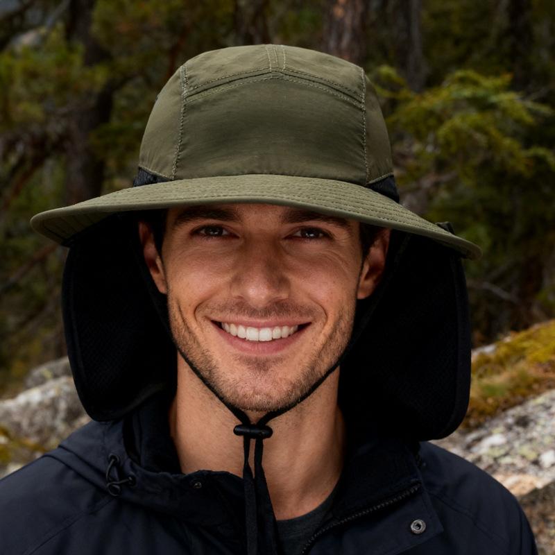 Unisex Windproof Quick-Dry Fisherman Hat with Neck Flap & UV Protection for Outdoor Fishing Hiking