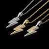 Trendy European & American Zircon Lightning Pendant Necklace: High-End, Personalized Hip Hop Chain for Men