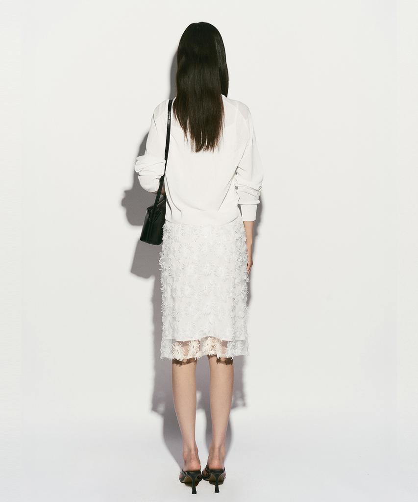 RE RHEE Logo Plaque Cardigan White