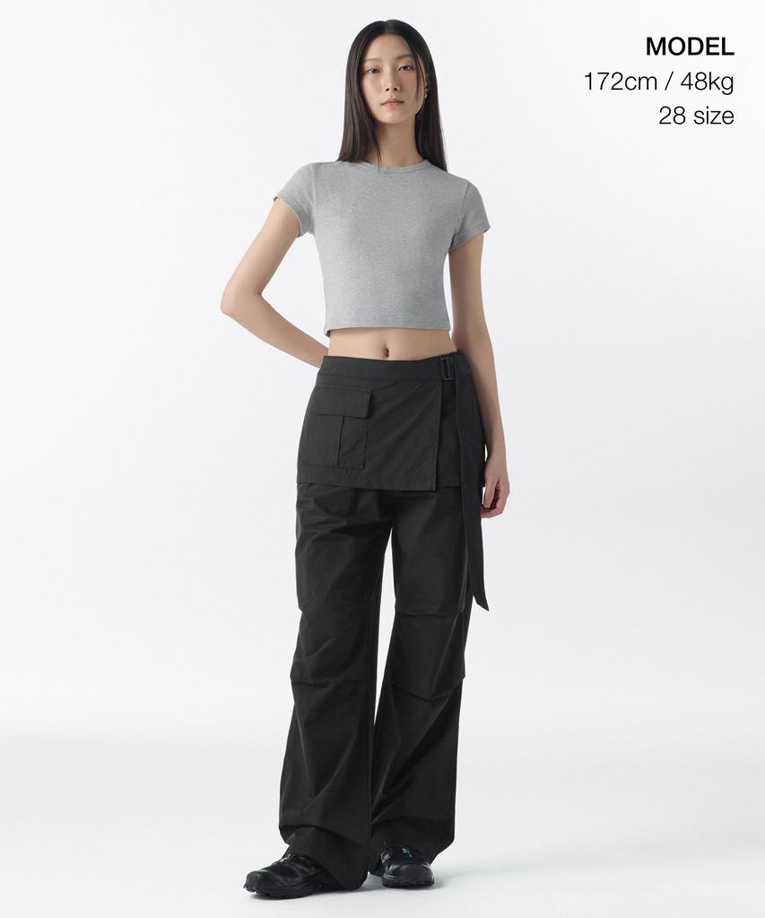 MUSINSA STANDARD WOMAN Women'S Wrap Skirt Parachute Pants [Black]