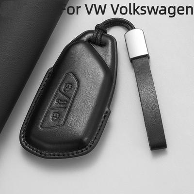 Leather Car Key Case Cover Shell Holder Fob For VW Volkswagen Golf 8 MK8 GTI GTD R ID3 ID4 2020 Keychain Protection Accessories