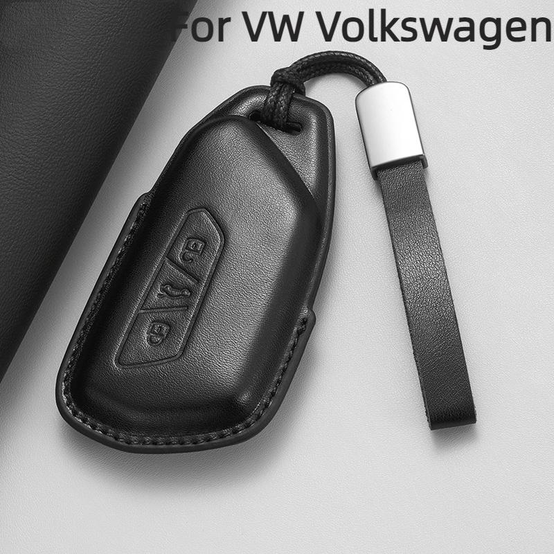 Leather Car Key Case Cover Shell Holder Fob For VW Volkswagen Golf 8 MK8 GTI GTD R ID3 ID4 2020 Keychain Protection Accessories