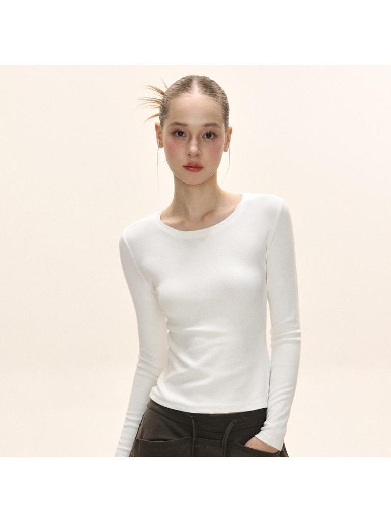 White Slim Fit Long Sleeve Crop Top - Autumn American Style