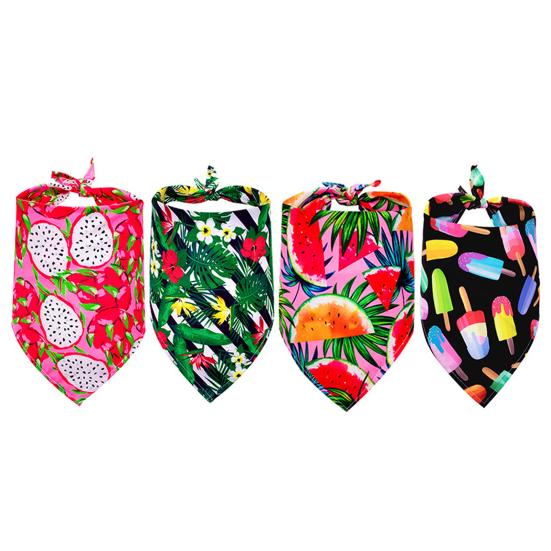 Bandană pentru câini, stil cauzal, cu imprimeu cu fructe, eșarfă triunghiulară pentru animale de companie Batic pentru câine
