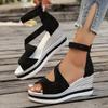 Women's Platform Slip On Sandals, Back Zipper Casual Hollow Walking Shoes, Comfort Wedge Vacation Shoes