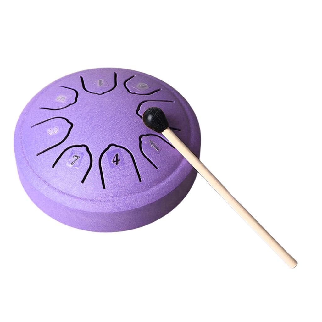 Tongue Drum 4.5 Inch 8 Tone C Key Carbon Steel Mini Tongue Drum for Adult Children Beginner Purple