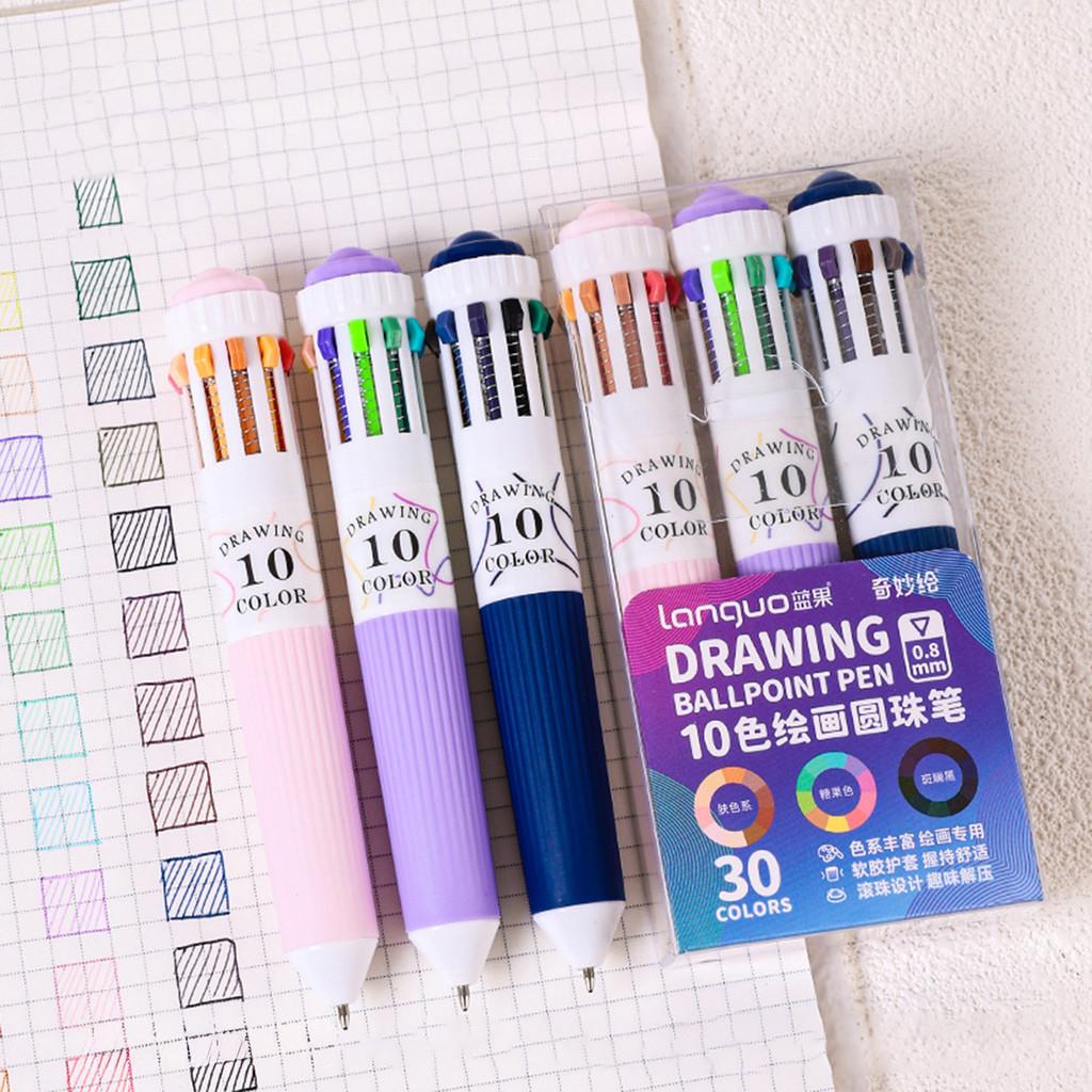Color Pressbutton Ballpoint Pen With Sketching And Drawing For Students