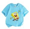 Kids Boys Girls 100% Cotton Crew Neck Short Sleeve T-shirt, Cute Happy Yellow Sponge Print Casual Lightweight Breathable Summer Tops for Children Dail