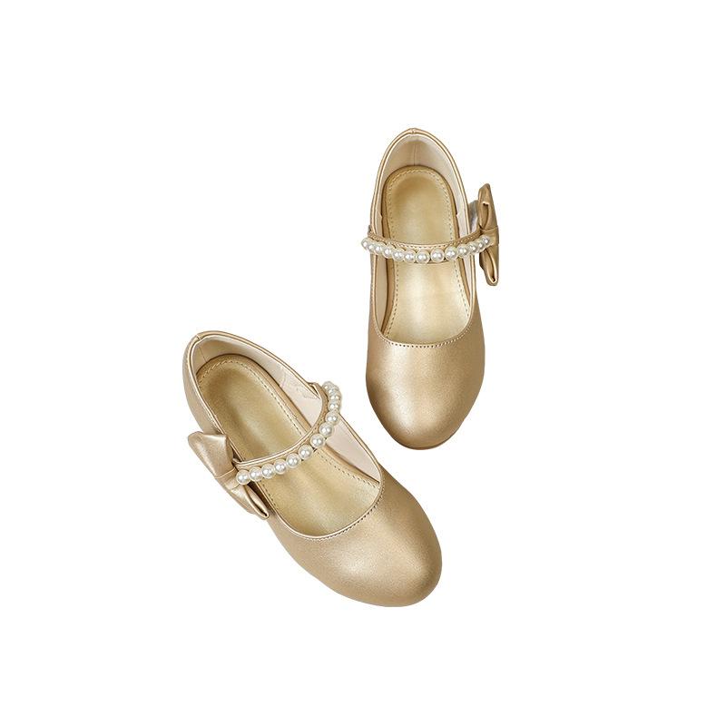 Girls' Princess Shoes White Leather Shoes Fashionable Elegant Dance Leather Shoes Graceful Princess Style Temperament Girls' Big Kids Leather Shoes