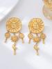 Gilded Sun Moon Tassel Earrings, Retro Astrology Embossed Niche Women Ear Ornaments