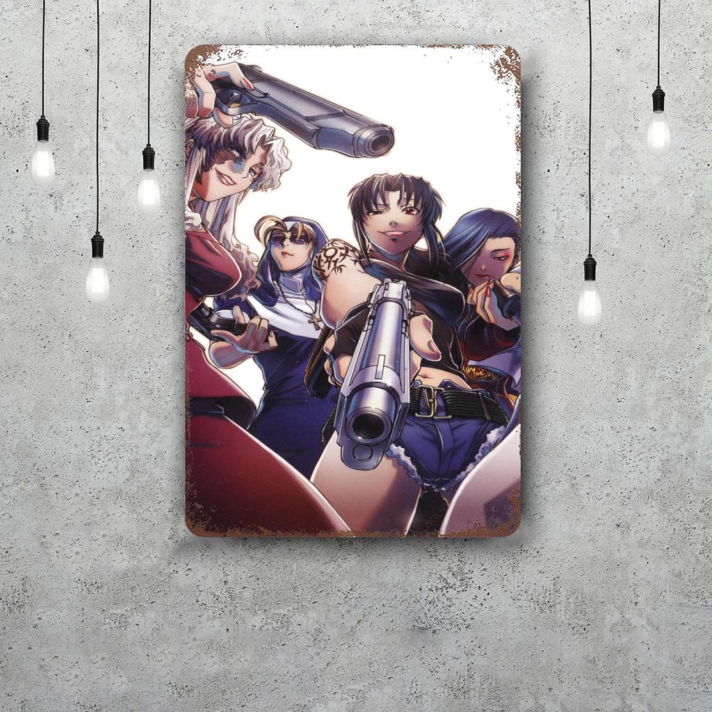 black lagoon 3 cartoon Decor Vintage Metal Signs Tin Signs Captain Poster Decor for Bar Pub Club Man Cave Wall Decoration