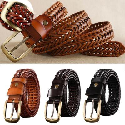 Zinc Zinc Alloy Men Weave Belt Wide Jeans Waistband Fashion Male Genuine Leather Belt  Waist Seal