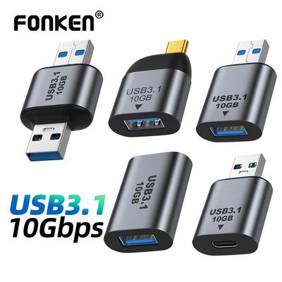 FONKEN Metall USB C 3.1 Adapter OTG 10 Gbit/s Schnelle Datenübertragung Typ-C 3A Ladekonverter für Samsung Xiaomi Telefon Mac-book Pro Tablet