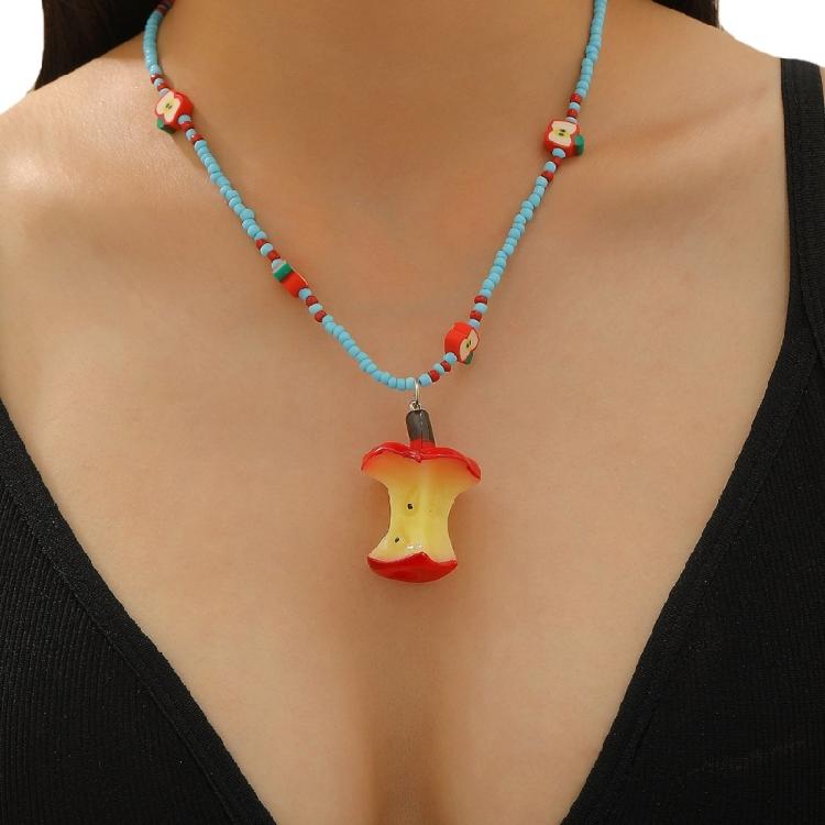 

Vintage Multi Colored Dopamine Beaded Necklace Earrings Versatile Pendant Neckwear for Daily and Vacation Wear