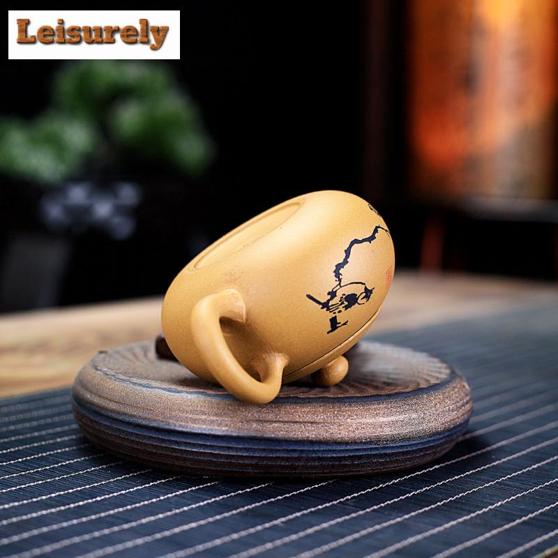 111ml Ancient Yixing Purple Clay Teapots Handmade Flat Xishi Pot Raw Ore Section Mud Kettle Zisha Tea Set Accessories Supplies