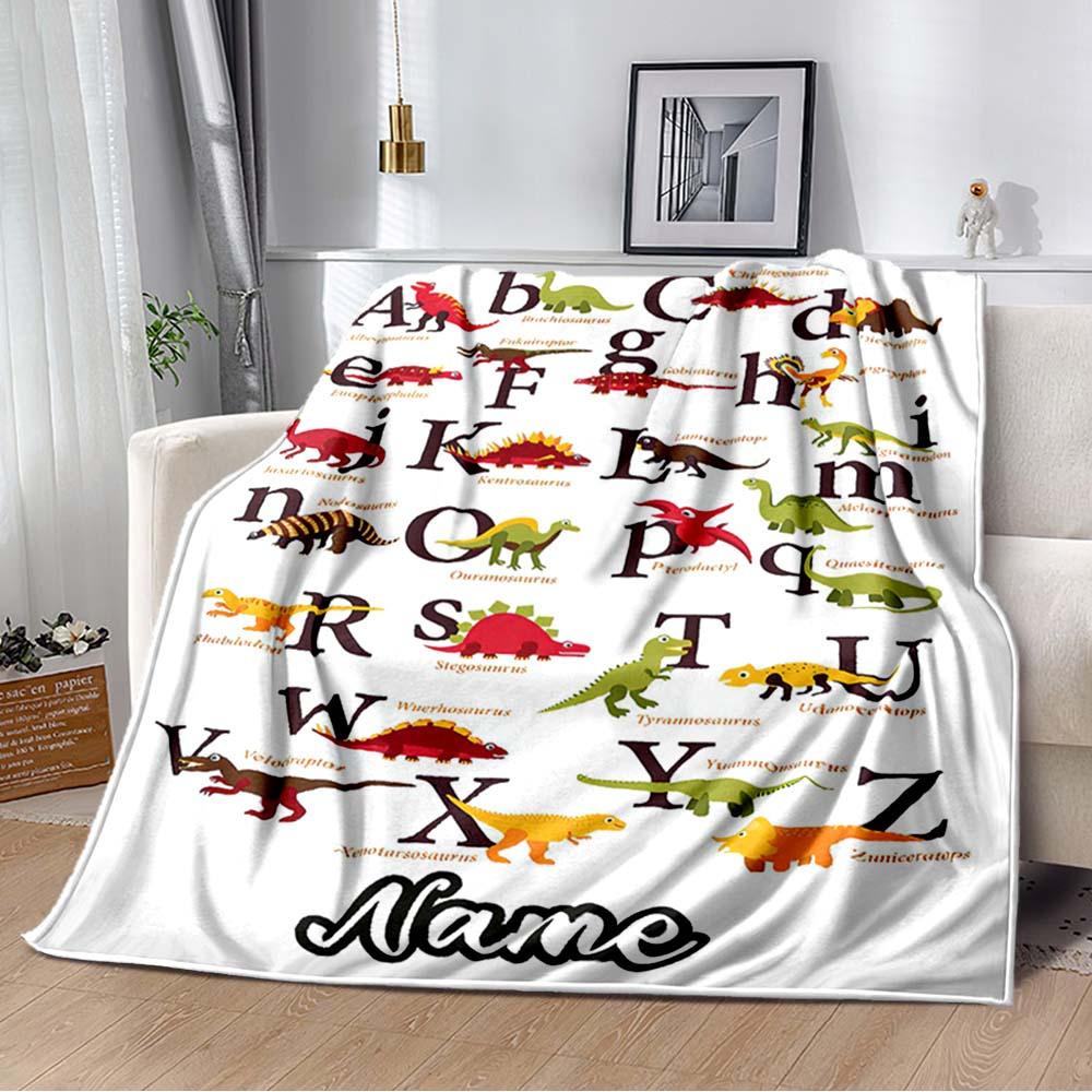 Dinosaur Words Customize Your Name Blanket Used For Chair Office Sofa Bed Camping Soft And Warm Giving Friends And Relatives Birthday Graduation Gift