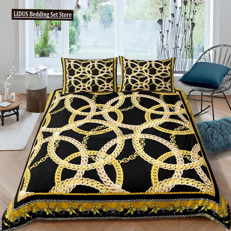 Luxury Baroque Modern Art 3D Golden Lion Print Duvet Cover Set 2/3 Pcs Pillowcase Bedding Set AU/EU/UK/US Queen And King Size