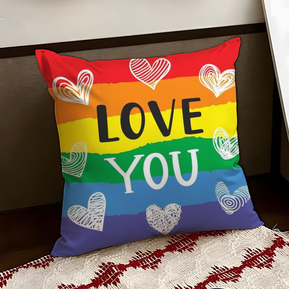 Homosexual Rainbow Flag Cushion Cover Reversible Soft Durable Pillow Cover Home Car MultiScene Use for Daily Comfort