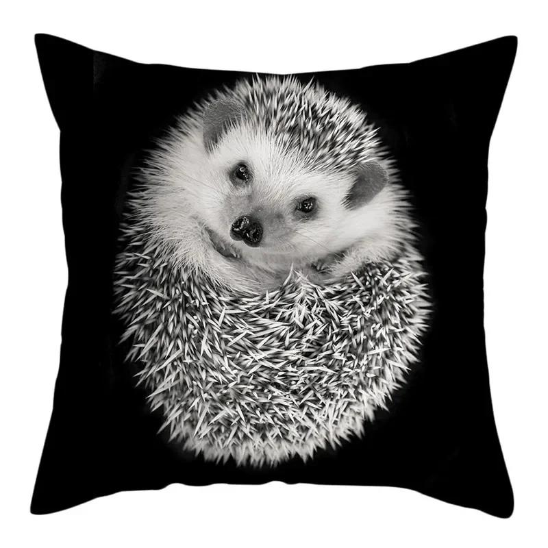 Kleintier Foto Kissenbezug Niedlicher Igel Kissenbezug Bedruckte Dekokissenhülle für Zuhause Sofa Dekorative Kissen