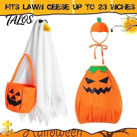 Halloween Goose Costume Ghost Outfit, Christmas Porch Apparel, Festive Thanksgiving Outfit for 23 Inch Statue, Outdoor Garden Yard Lawn Decoration